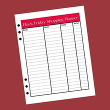 Load image into Gallery viewer, Black Friday Christmas Shopping Planner Insert