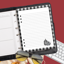 Load image into Gallery viewer, Black and White Plaid Fall Note Pages