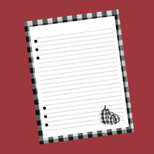 Load image into Gallery viewer, Black and White Plaid Fall Note Pages