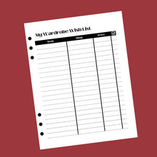 Load image into Gallery viewer, Wardrobe Capsule Planner Insert