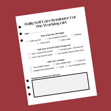 Load image into Gallery viewer, Daily Self Care Reminder Tracker Insert, Mental Health Tracker