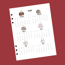 Load image into Gallery viewer, Designer Handbag Six Month At A Glance Calendar Insert