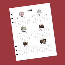 Load image into Gallery viewer, Designer Handbag Six Month At A Glance Calendar Insert