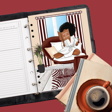 Load image into Gallery viewer, African American Girl Reading and Minding Her Business Planner Cover or Dashboard