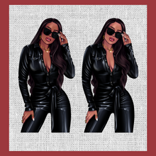 Load image into Gallery viewer, African American Girl and Leopard Print Planner Cover Set or Dashboard, Curvy Girl,