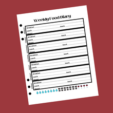 Load image into Gallery viewer, Weekly Food Diary Planner Insert