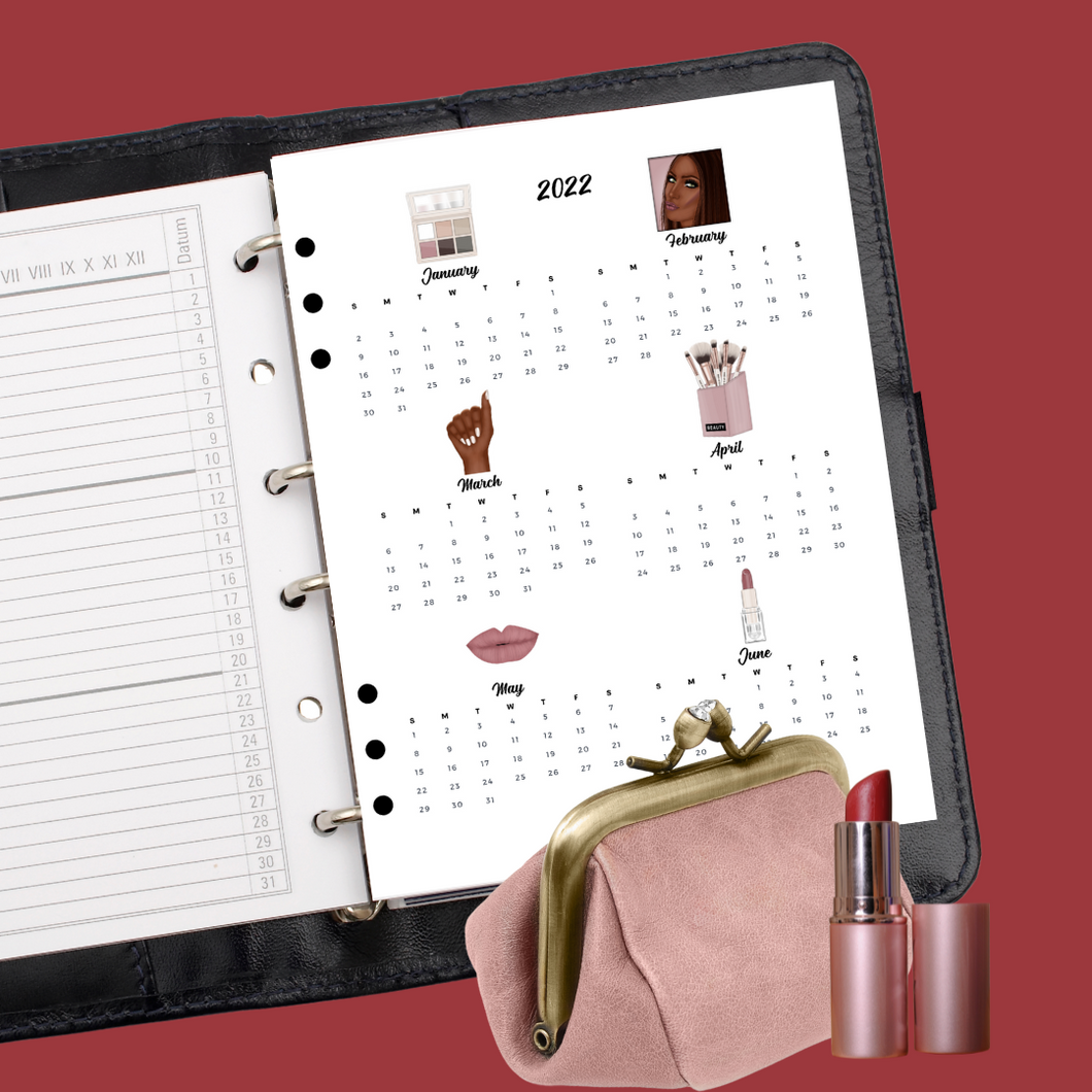 Beauty Guru Six Month At A Glance Calendar