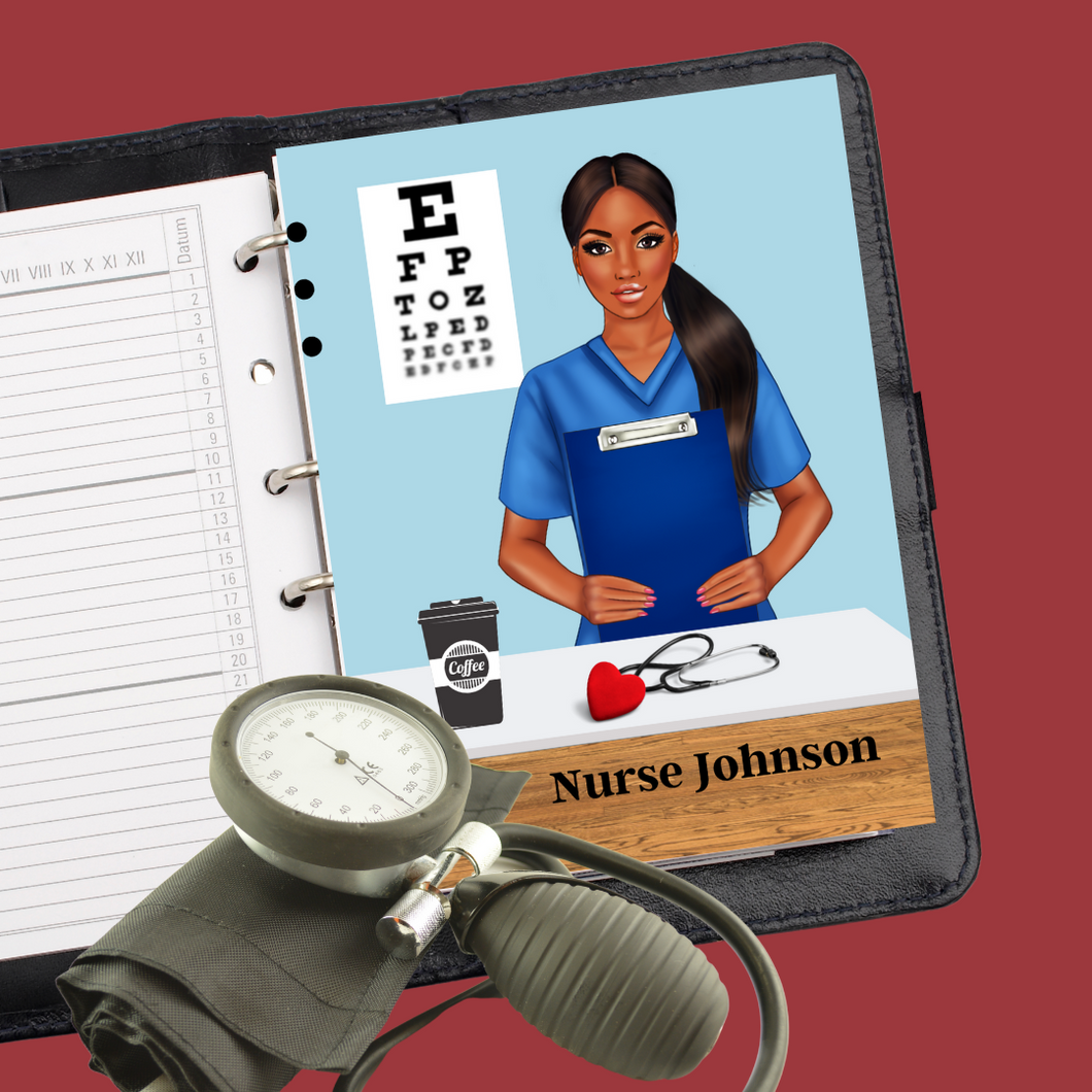 Nurse in Blue scrubs Planner Cover Set or Dashboard