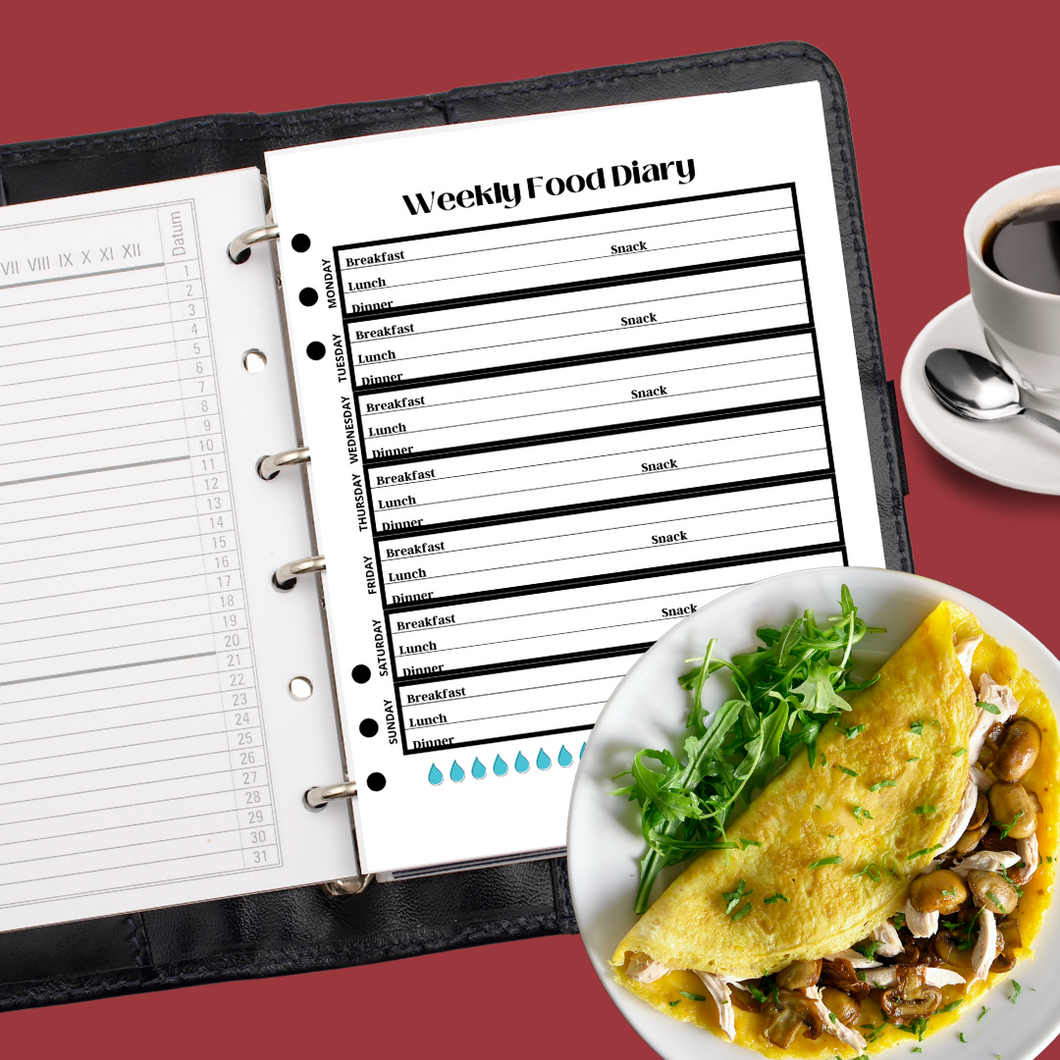 Weekly Food Diary Planner Insert